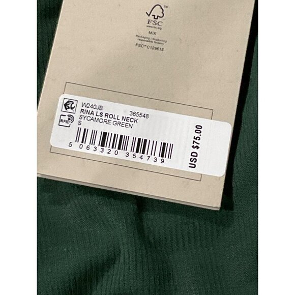 ALLSAINTS Rina Long Sleeve Roll Neck Tee in Sycamore Green Small New Womens Top - Picture 10 of 16
